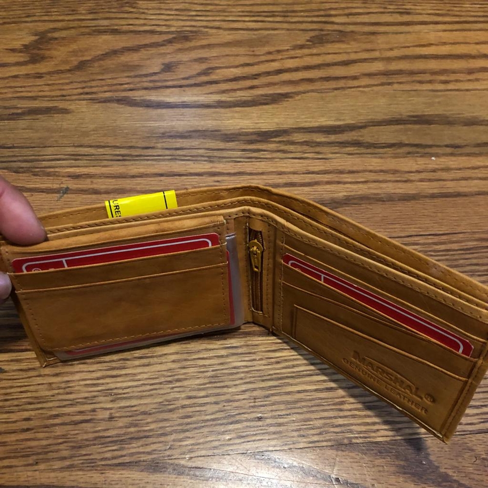 Small brown synthetic leather men's wallet